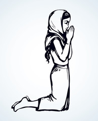 Vector image of the praying girl