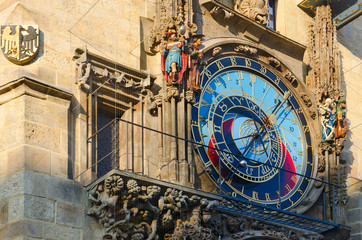 Prague Astronomical Clock, or Orloj on Old Town Hall in Prague, Czech Republic