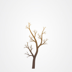 Tree branch without leaves silhouette. Tree branch vector illustration.