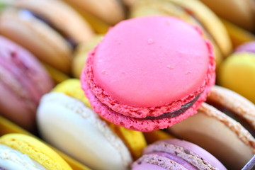 Sweet colourful macaron in box