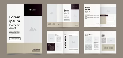 Deurstickers minimalist brown brochure page template © Veesl Studio