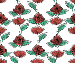 Seamless pattern,sketch flowers,floral pattern,chic vectors,print and pattern