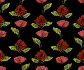 Seamless pattern,sketch flowers,floral pattern,chic vectors,print and pattern