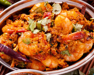 Prawn curry dish meal