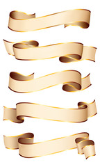 Realistic vector ribbons with a gold glossy stripe for your design project