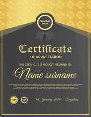 Certificate template with luxury and modern pattern suitable for diploma, conference, and honour. Vector illustration image