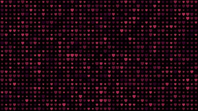 Dynamic glitter mosaic pink heart texture for Valentine's Day. Motion graphics abstract video