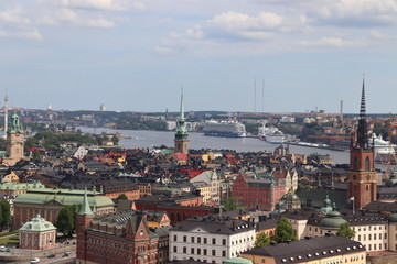 View from top if city hall in Stockholm in sweden on holiday. Travelling with cruise ship in summer.