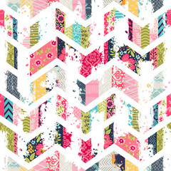 Seamless pattern with patchwork tiles. Can be used on packaging paper, fabric, background for different images, etc.
