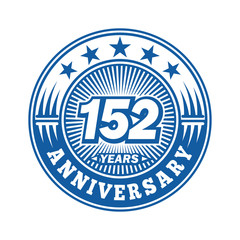 152 years logo. One hundred fifty two years anniversary celebration logo design. Vector and illustration.