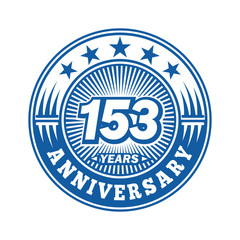 153 years logo. One hundred fifty three years anniversary celebration logo design. Vector and illustration.