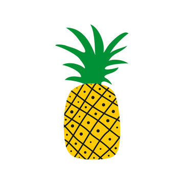 Pineapple isolated on white background. Flat illustration of pineapple.
