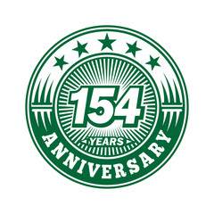 154 years logo. One hundred fifty four years anniversary celebration logo design. Vector and illustration.