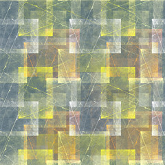 Seamless abstract pattern. Grunge geometric ornament in gray, yellow and orange.