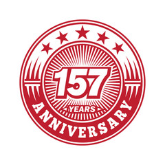 157 years logo. One hundred fifty seven years anniversary celebration logo design. Vector and illustration.