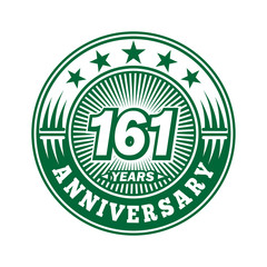 161 years logo. One hundred sixty one years anniversary celebration logo design. Vector and illustration.