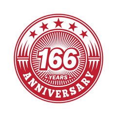 166 years logo. One hundred sixty six years anniversary celebration logo design. Vector and illustration.