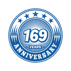 169 years logo. One hundred sixty nine years anniversary celebration logo design. Vector and illustration.