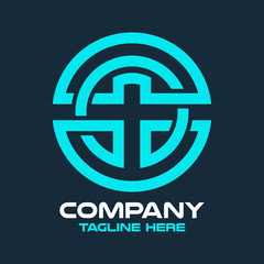 Modern abstract simple cross and church logo. Vector illustration.