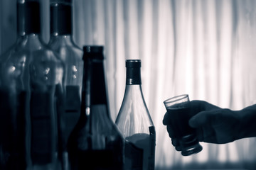 Anonymous alcohol addiction, depression. Alcoholism concept