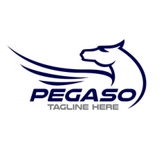 Modern pegasus logo. Vector illustration.