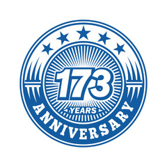 173 years logo. One hundred seventy three years anniversary celebration logo design. Vector and illustration.