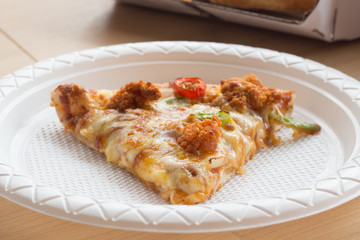 Hot cheese and chicken pizza, Italian food