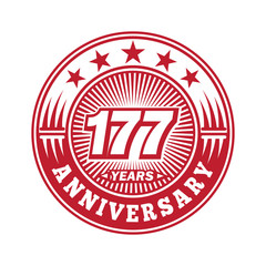 177 years logo. One hundred seventy seven years anniversary celebration logo design. Vector and illustration.