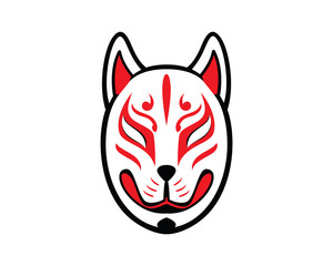 Fototapeta na wymiar Japanese Kitsune Fox Mask Illustration