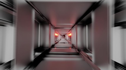 clean silver tunnel corridor with glowing lights 3d illustration background wallpaper