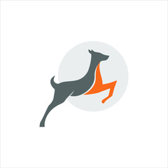 simple modern jumping deer vector. animal logo template. 