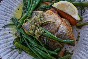 Sea bream on a plate