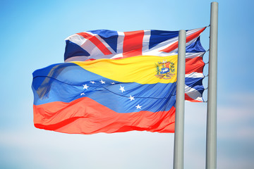 Flags of Venezuela and Great Britain