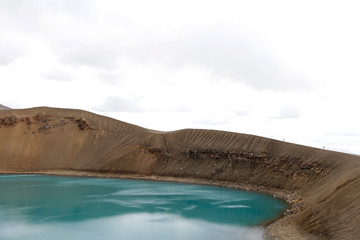 Fototapeta na wymiar Volcano crater Viti with turquoise lake inside, Krafla volcanic area, Iceland