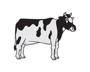 Detailed Cow with Standing Gesture Illustration