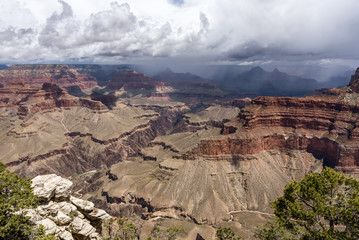 Grand Canyon - panoramic view with clouds, Arizona, United States