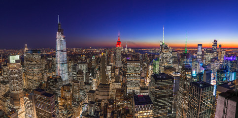 New York City Manhattan midtown buildings skyline evening night