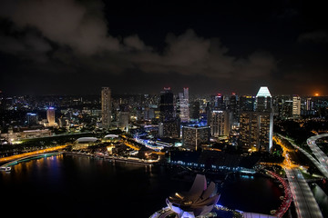 Fototapeta na wymiar Singapore - January 7 2019: Marina Bay in Singapore by night