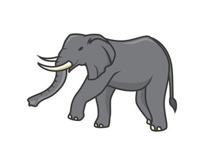 Detailed Elephant with Standing Gesture Illustration