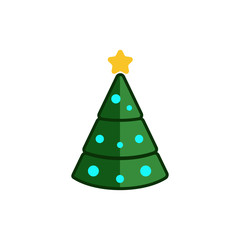 Christmas tree flat icon. Design template vector