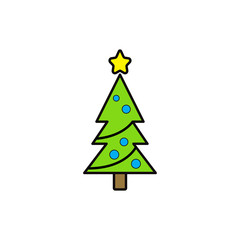 Fototapeta premium Christmas tree flat icon. Design template vector