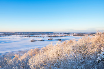 Wintry landscape view over the countryside