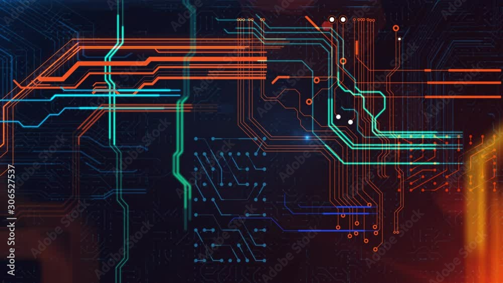 Poster 3d animation of high tech technology geometric and connection system background with digital data ab