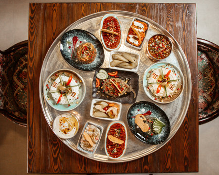 various selection of aperetif salads