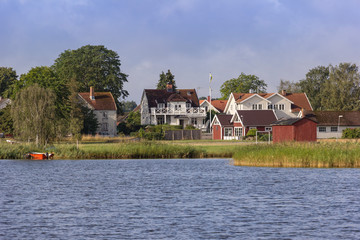 Obraz premium View of a small but typical Swedish village, near the Baltic Sea coast.