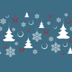 Christmas seamless pattern Winter theme Snowflake Christmas tree ball toy sweet candy New Year Christmas holiday festive background wallpaper wrapper Seamless pattern flat print texture Vector art