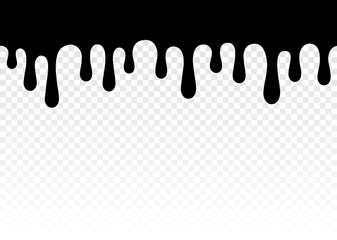 Paint dripping. Dripping liquid. Paint flows. Current paint, stains. Current drops. Current inks. Vector illustration. Color easy to edit. Transparent background.