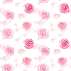Delicate watercolor seamless pattern with roses.