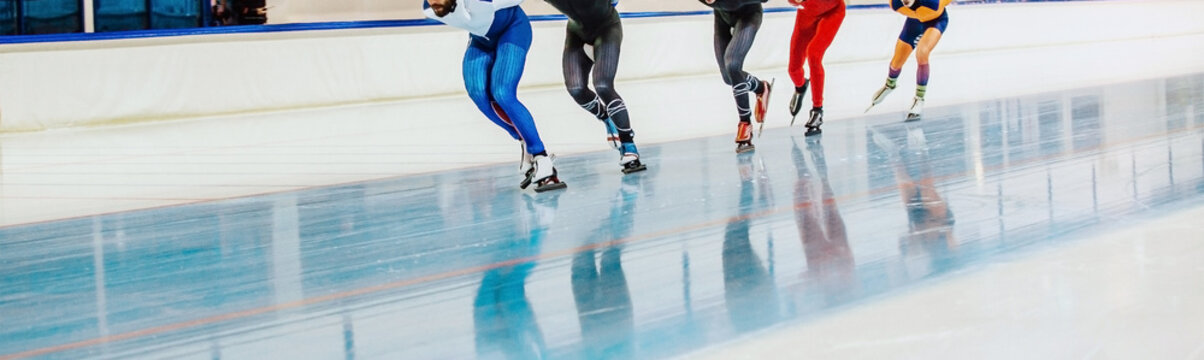 Speed Skating Competition Mass Start Men Athletes Skaters