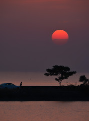 sunset over the lake